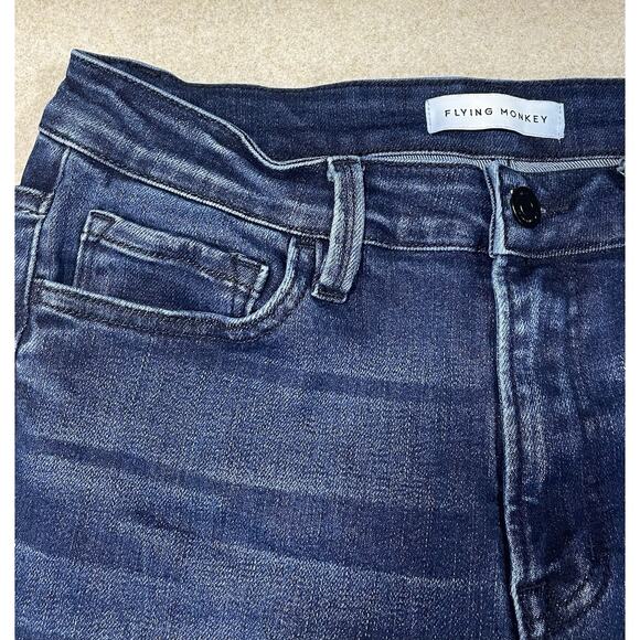 Flying Monkey Women’s Size 29 Front Slit Straight Dark Wash Stretchy Blue Jeans - Picture 6 of 12